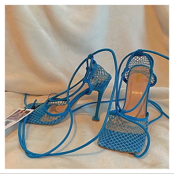 NEW Sandals Stiletto Mesh Stiletto Heel Sandals Euro Size 37 US Size 6.5 - Picture 5 of 12